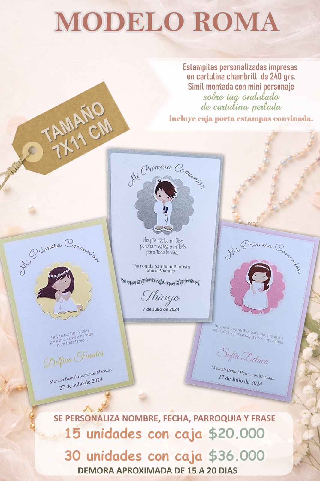 ROMA Estampas de Comunion MODELO ROMA - Imagen 1