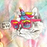 Servilletas GATITA ARCOIRIS  x 20 Unidades.