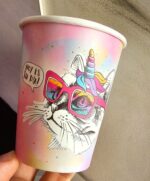Vasos Polipapel  GATITA ARCOIRIS x 6 Unidades.