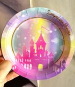 Platos Polipapel CASTILLO DE PRINCESAS  x 6 Unidades. 17 cm. Stamping Dorado.