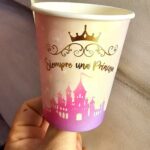 Vasos Polipapel  CASTILLO DE PRINCESAS x 6 Unidades. Con Stamping Dorado.