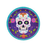 Plato Polipapel CALAVERA MEXICANA x 6 Unidades. Medida Aprox 17 Cm. HALLOWEEN