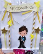 Adorno Cake Topper Comunion PANCARTA Nene  o Nena Amarillo