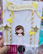 Adorno Cake Topper Comunion PANCARTA Nene  o Nena Amarillo - Imagen 2