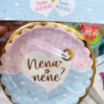 Platos Polipapel con Stamping Dorado  REVELACION DE SEXO. Nene o Nena?  x 8 Unidades