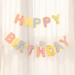 Banderin Pastel Borde Dorado HAPPY BIRTHDAY Multicolor
