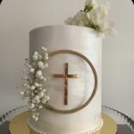 Topper CIRCULO + CRUZ COMUNION de Acrilico Espejado. Colores: Dorado Plateado o GoldRose