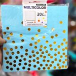 Servilletas Celeste con Lunares Dorados Stamping x 20 Unidades