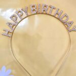 Vincha 100% Metal GoldRose o Dorado  con Strass  HAPPY BIRTHDAY