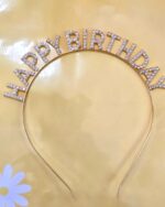 Vincha 100% Metal GoldRose o Dorado  con Strass  HAPPY BIRTHDAY