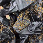 Globos SATINADOS  Negros Lunares Dorados  12 Pulgadas  x 5 Unidades Importados Serpentex.