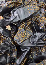 Globos SATINADOS  Negros Lunares Dorados  12 Pulgadas  x 5 Unidades Importados Serpentex.