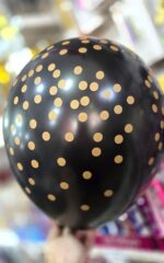 Globos SATINADOS  Negros Lunares Dorados  12 Pulgadas  x 5 Unidades Importados Serpentex. - Imagen 2