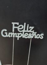 Topper Feliz Cumpleaños  METAL DELUXE STRASS  Plata o Dorado - Imagen 2
