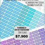 Etiquetas Escolares Plasticas Resistentes al Agua Para Objetos Varios. Tamaño 1x2,5 Cm.