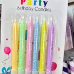 Set De Velas PASTELES FELIZ CUMPLEAÑOS BLANCO x 6  Multicolores  con Portavela.