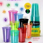 Vasos  NEON CRISTAL x 10 Unidades. 330cc. Varios Colores.