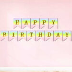 Banderin HAPPY BIRTHDAY Con Stamping Dorado DEGRADE DE COLORES PASTEL