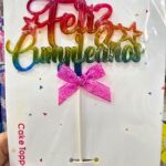 Topper Feliz Cumpleaños Multicolor Degrade con Glitter Cristal