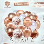 Super Set GLOBO LATEX x 50 Unidades: Latex. Confetti. Chrome. Cinta. Cinta Para Pegar. Apto Helio. Varios Colores.