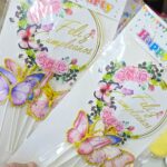 Cake Topper FELIZ CUMPLEAÑOS VINTAGE FLORES Y MARIPOSAS.