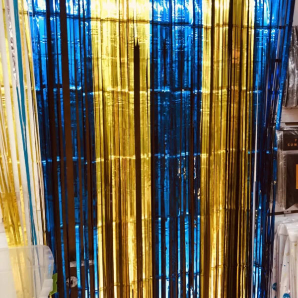 Cortina Metalizada Combinada AZUL Y DORADO  (2x1 Mts)