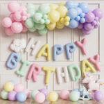 GLOBO  FRASE "HAPPY  BIRTHDAY"  COLORES PASTEL