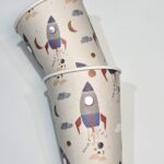 Vasos Polipapel ASTRONAUTAS x 8 unidades Con Stamping Plateado.