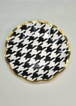 Platos Polipapel Black and white x 8 Unidades Ondulado Con Stamping Dorado. Mide 20,5 cm. - Imagen 3