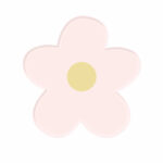 Platos Polipapel FORMA MARGARITA SPRING ROSA PASTEL x 10 Unidades. Miden 23 cm x 23,5 cm.