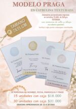 Estampas de Comunion MODELO PRAGA. Bordes Redondeados. Papel Entelado. x 15/30 Unidades.