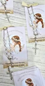 Souvenirs Comunion DENARIO BLANCO CON ESTAMPA PERSONALIZADA. - Imagen 2