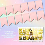 BANDERIN PERSONALISABLE Con Stickers Dorados. Varios Colores.