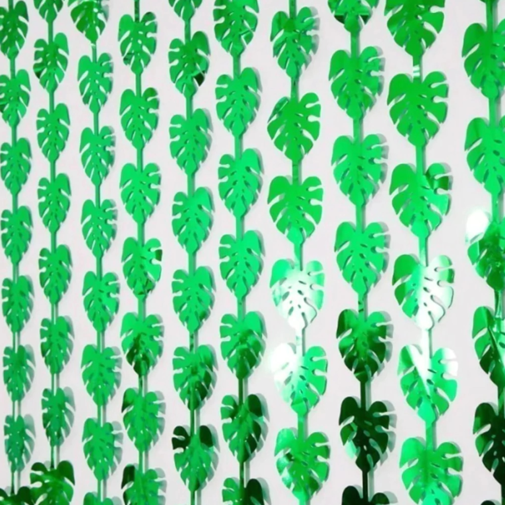 cortinahojas Cortina Metalizada HOJAS VERDES 2x1 Mts. - Imagen 1