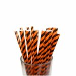 Sorbete  de  Polipapel Halloween Rayados Naranja y Negro BOOO. x 20 Unidades