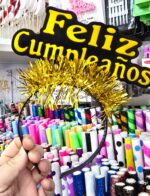 Vincha FELIZ CUMPLEAÑOS FLECOS METALIZADO