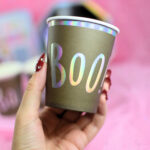 Vasos  Polipapel Negro con Stamping Plata BOOO x 10 Unidades.