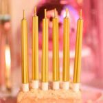 Velas PERLADAS AURA DORADAS x 6 Unidades