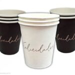 VASOS  POLIPAPEL FELICIDADES NEGRO/BLANCO STAMPING X10UN