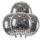 Globo Metalizado NAVIDAD: ESFERA DE BOLICHE PLATA 4D.   24 Pulgadas.