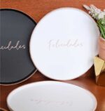 PLATOS  POLIPAPEL FELICIDADES NEGRO STAMPING X10UN - Imagen 5