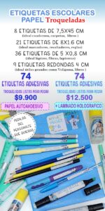 Etiquetas Escolares Para UTILES de PAPEL TROKELADAS. 74 Unidades. Puede Venir Papel Comun o Con LAMINADO HOLOGRAFICO. - Imagen 2