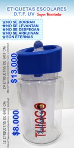 Etiquetas Escolares DTF UV SUPER RESISTENTES. Ideal Para Luncheras Botellas Vasos etc.. Vienen 12 o 24 Unidades de 6x3 cm. - Imagen 3