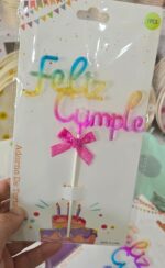 Topper Feliz Cumpleaños Multicolor Degrade PASTEL con Glitter Cristal - Imagen 2