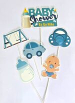 Cake Topper  BABY SHOWER x 6 Rosa o Celeste - Imagen 3