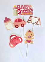 Cake Topper  BABY SHOWER x 6 Rosa o Celeste - Imagen 2