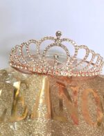 Set CORONA METAL STRASS CORAZON  + FAJA DE FC A TONO. Dorado o GoldRose. - Imagen 2