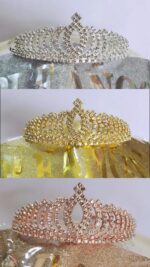 Set CORONA METAL STRASS PRINCESS + FAJA DE FC A TONO. Dorado Plata o GoldRose. - Imagen 4