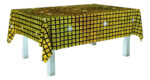 Mantel Metalizado CUADRICULADO BOLA DE BOLICHE DORADA Mide 1.82 mts x 1.32 mts. - Imagen 3