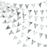 Banderin Triangulo METALIZADO Plateado de Carton. Mide 2 Mts Aprox.